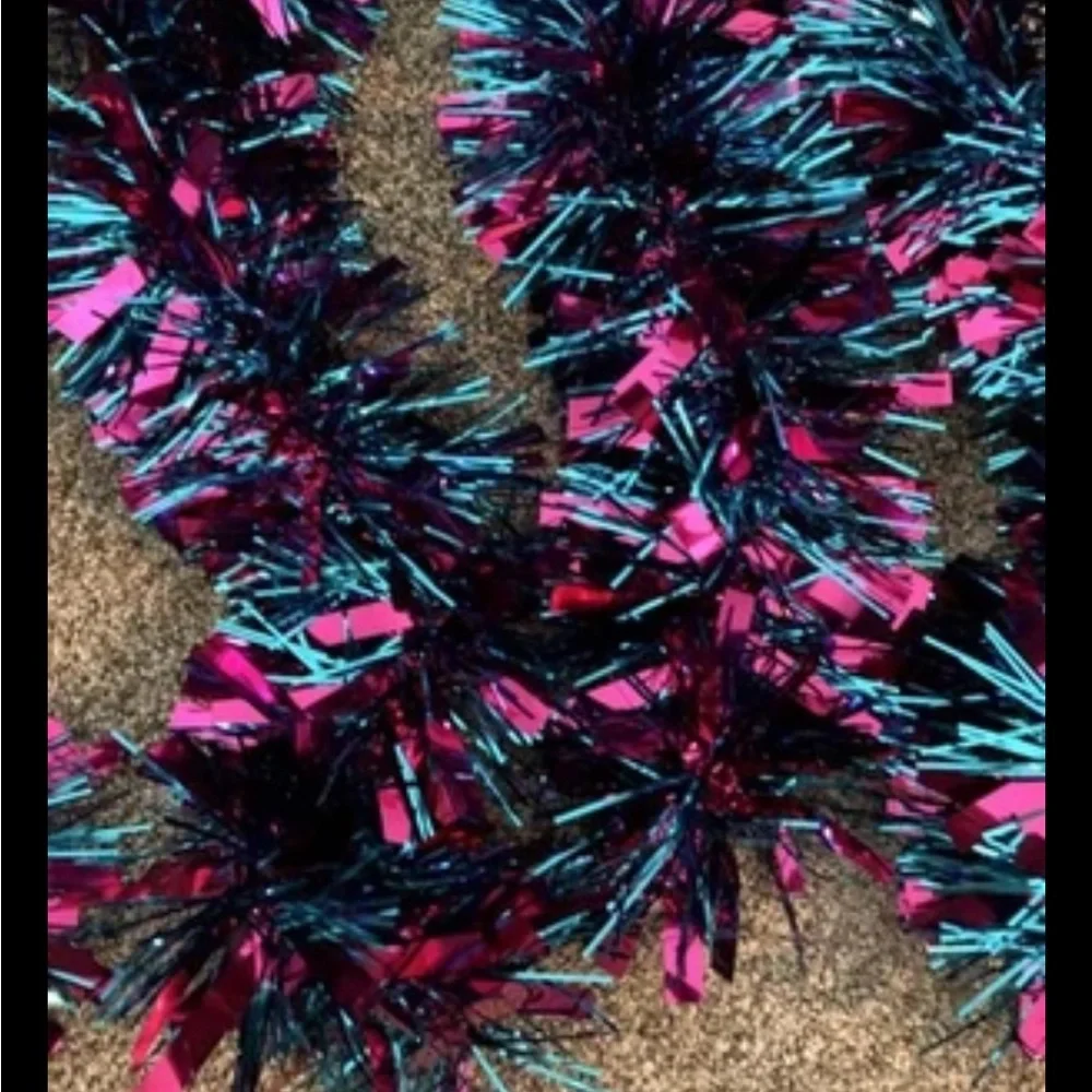 Ashland Garland Blue & Fuchsia Shiny Garland - 8 Strands, 6 Ft Each - NEW